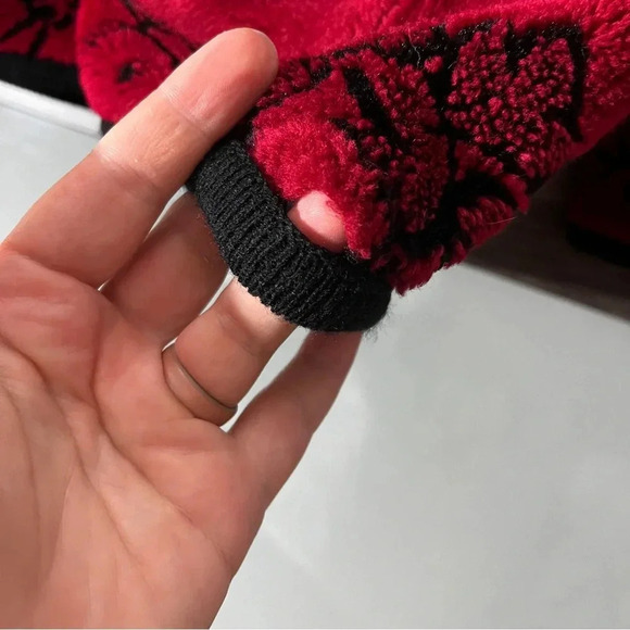 Vintage Tally-Ho Deep Red Floral Leaves Jacket Kimono Style Button Down Small - Picture 6 of 9